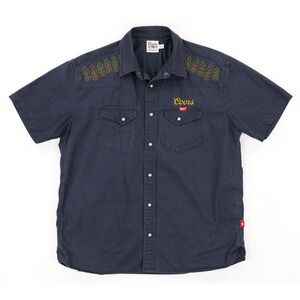 Huckberry Coors Banquet Beer Pearl Snap Shirt Mens Large Short Sleeve Huckberry
